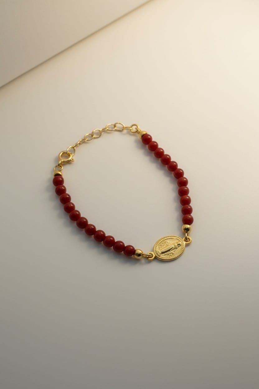 Bracelet vermeil enfant en corail rouge de corse