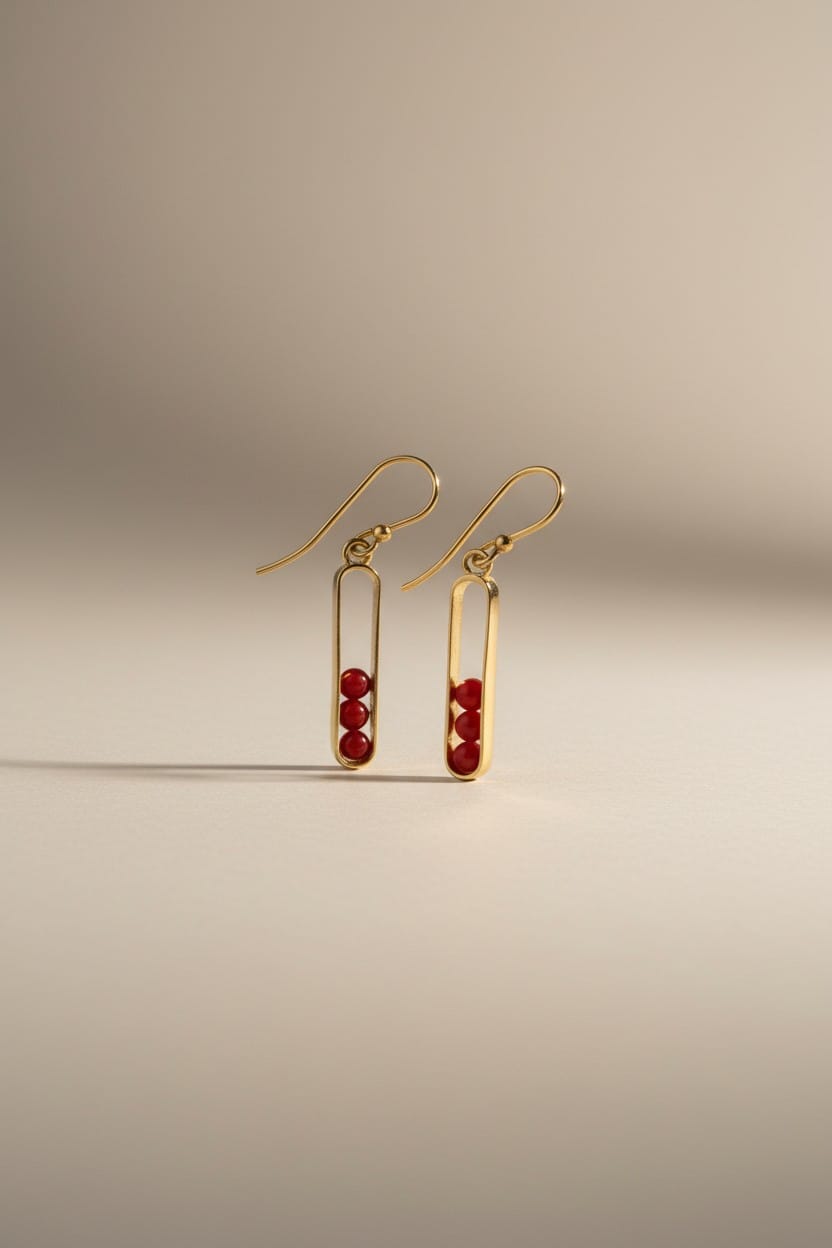 Boucles d oreilles femme en vermeil et corail rouge corse
