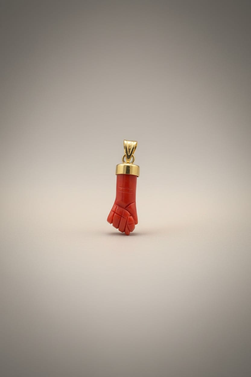 Pendentif main corail et Or 18k