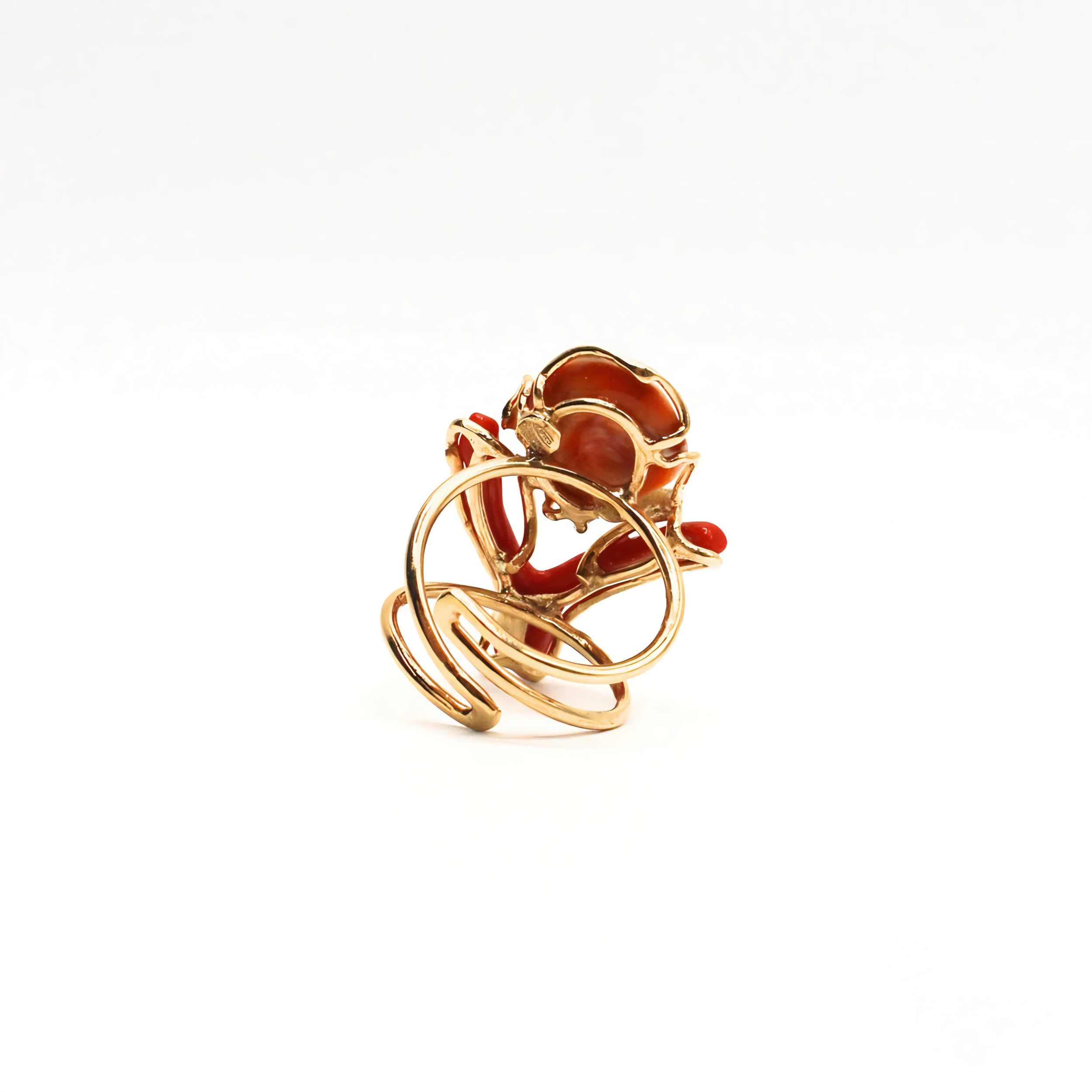 bague réglable corail