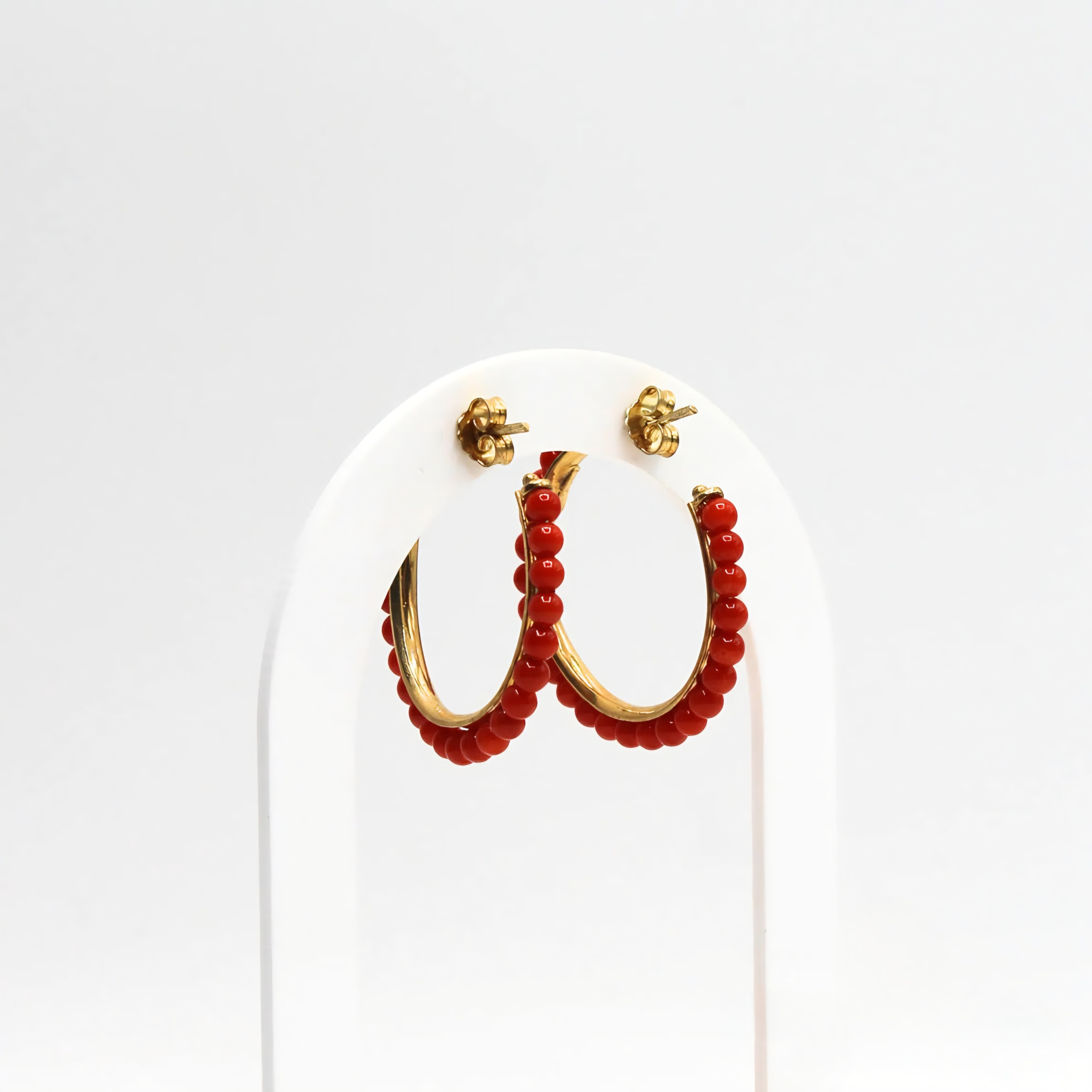 boucles d oreilles femme corail