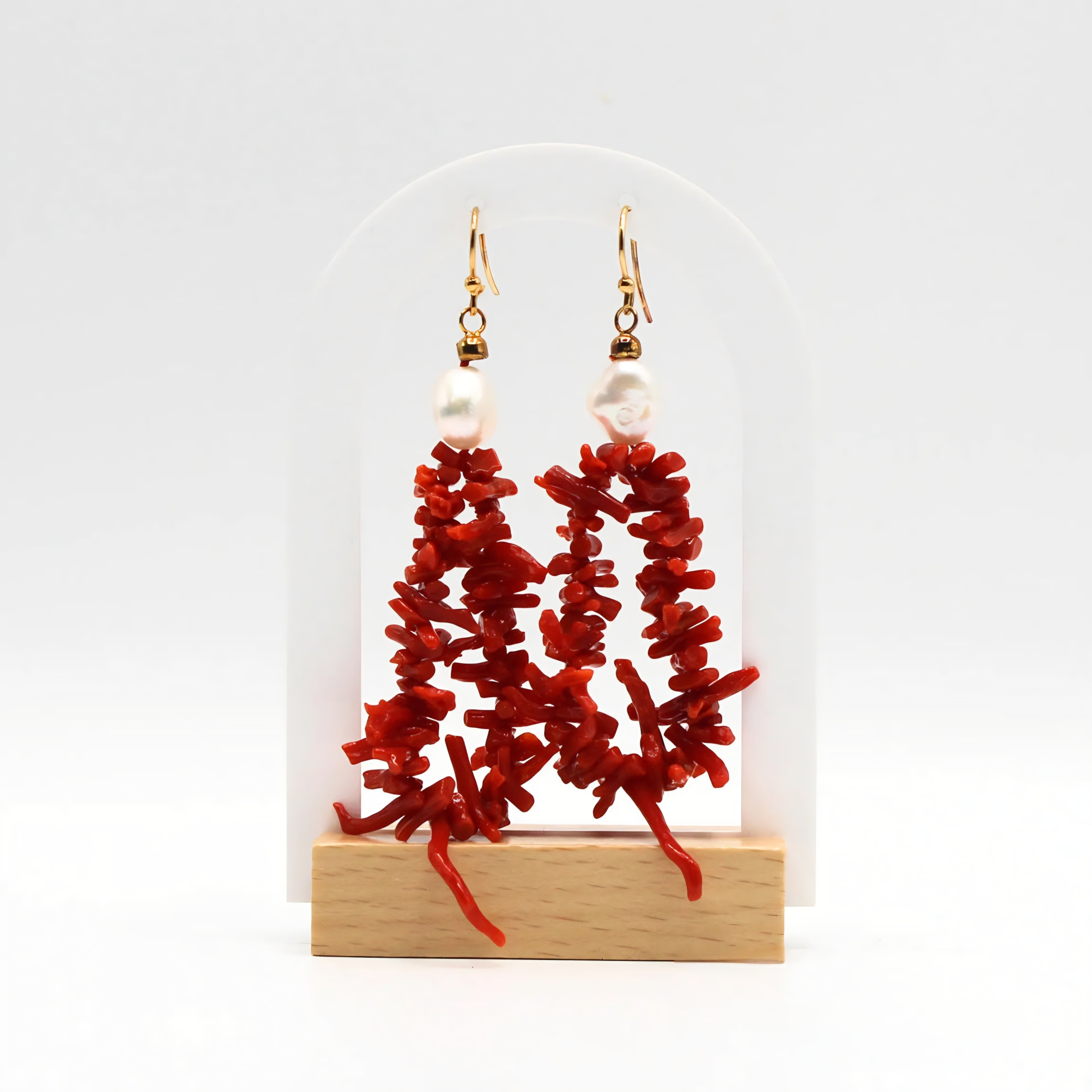 boucle doreilles franges corail