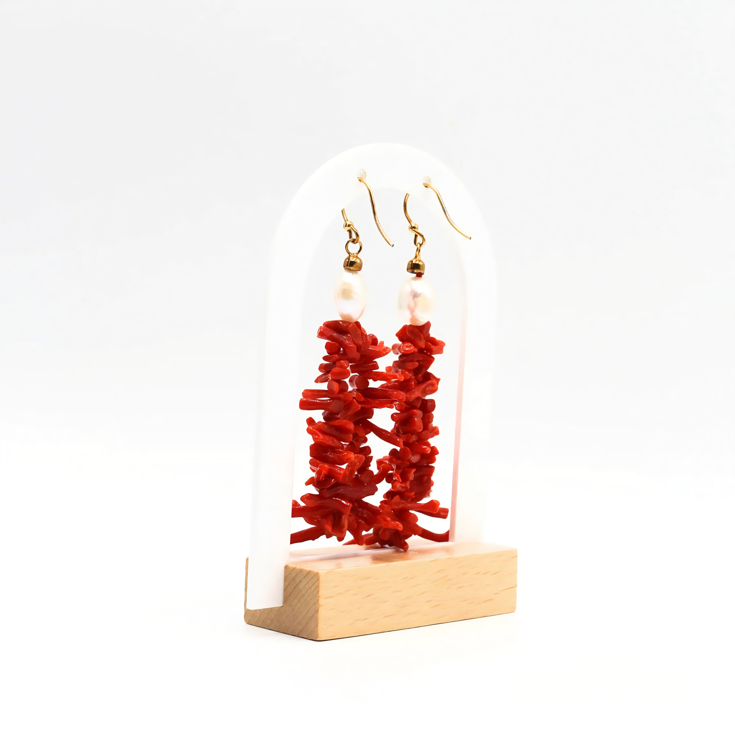 boucles pendantes femme corail