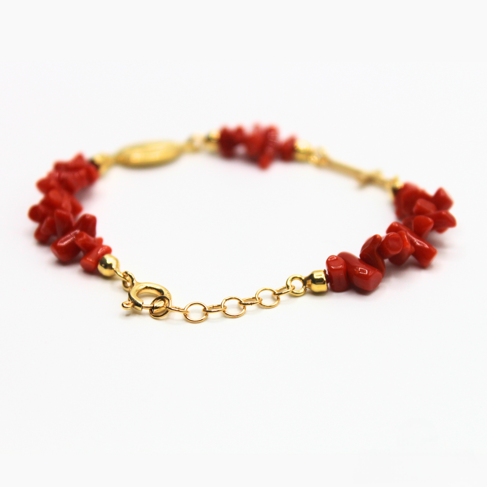 bracelet femme madone et croix corail