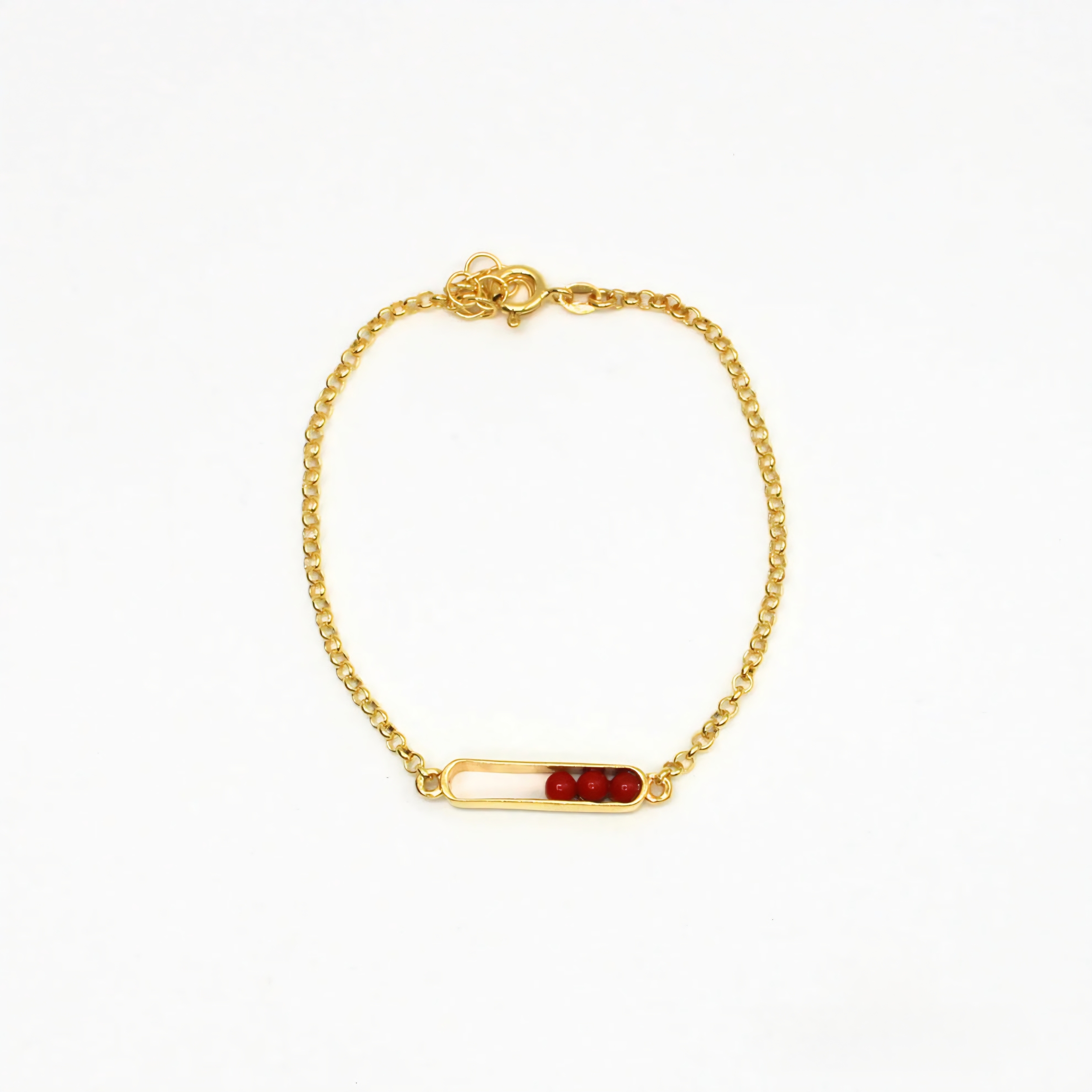 bracelet 3 boules corail