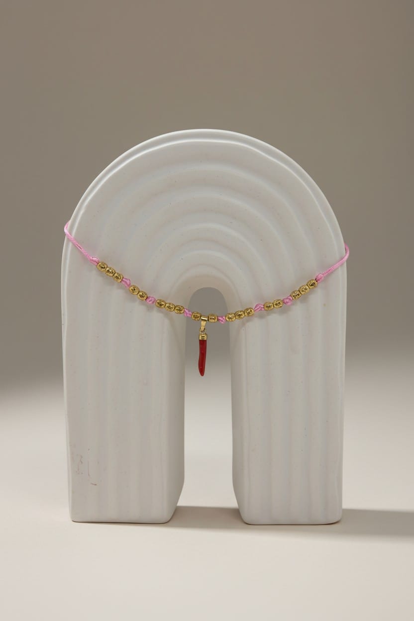 Collier en Corail  rouge pour enfant avec corne corse