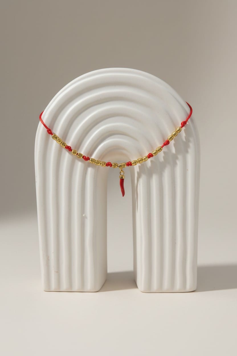 Collier pour enfant doré avec corail rouge corse