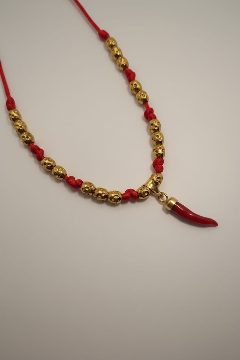 Collier pour enfant doré avec corail rouge corse prix doux