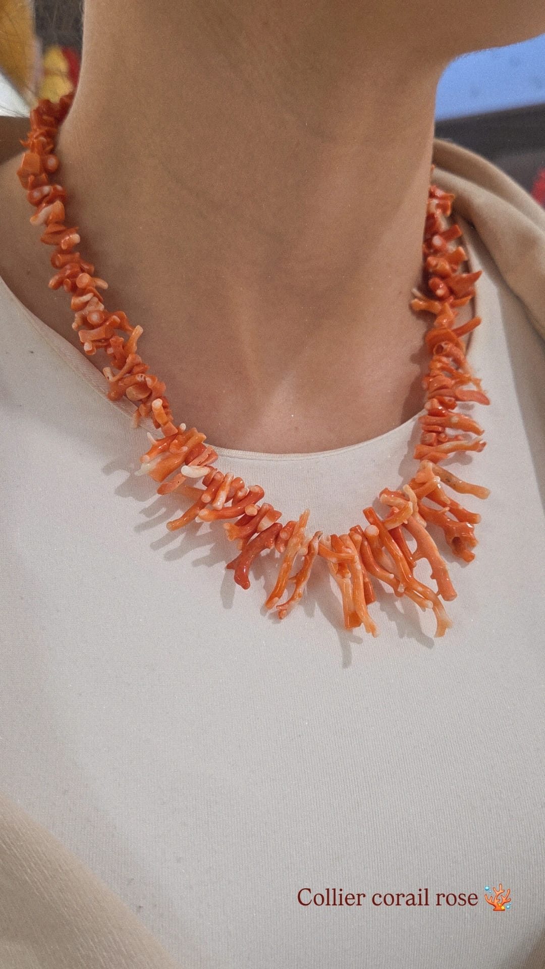 Collier femme corail rose corse