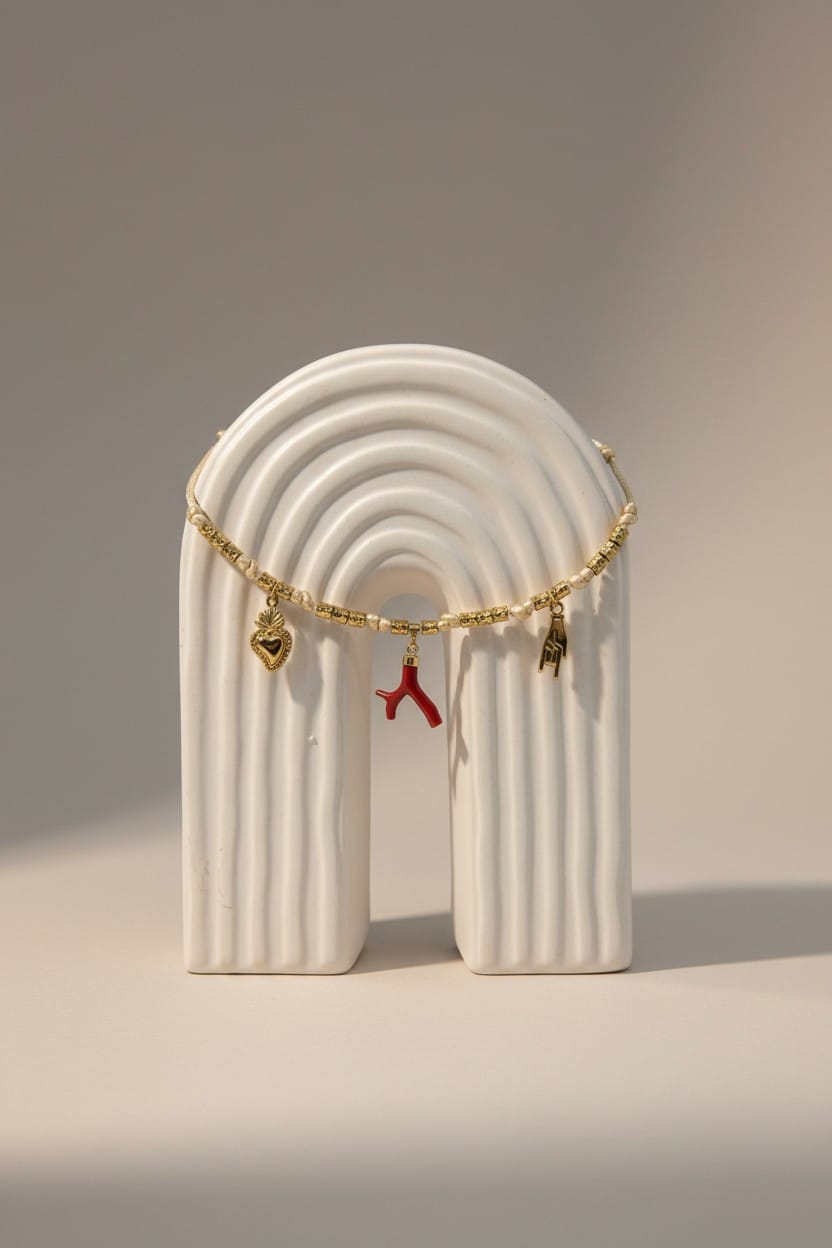 Collier fantaisie beige nacré corail rouge véritable