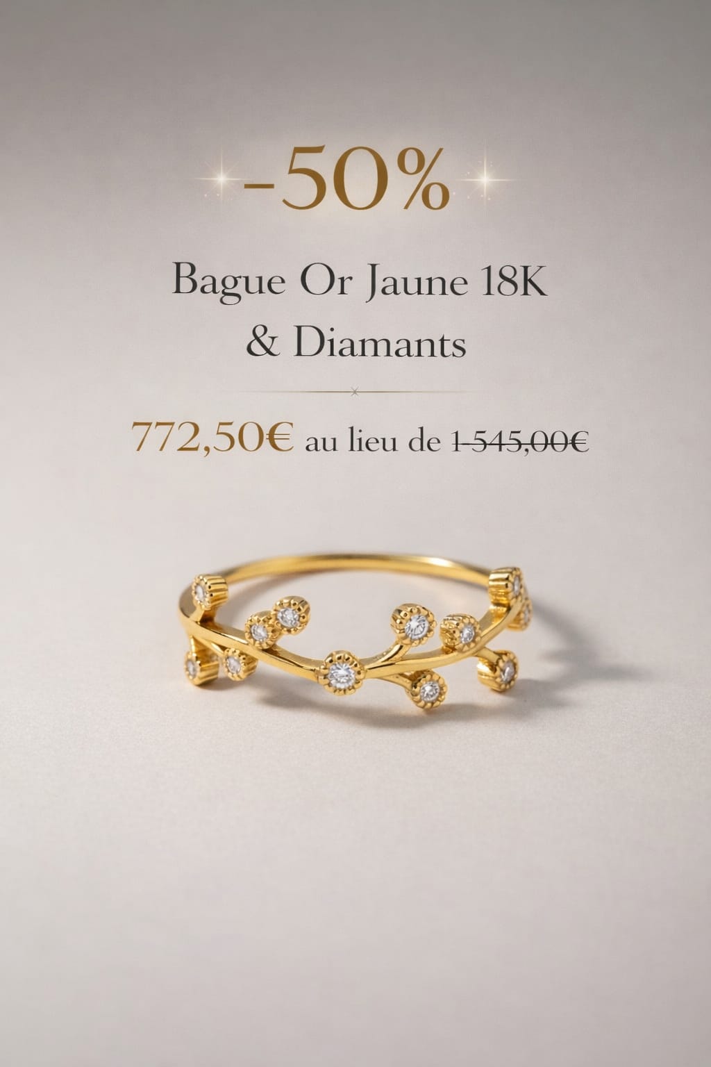 Bague femme Or jaune 18K et Diamants