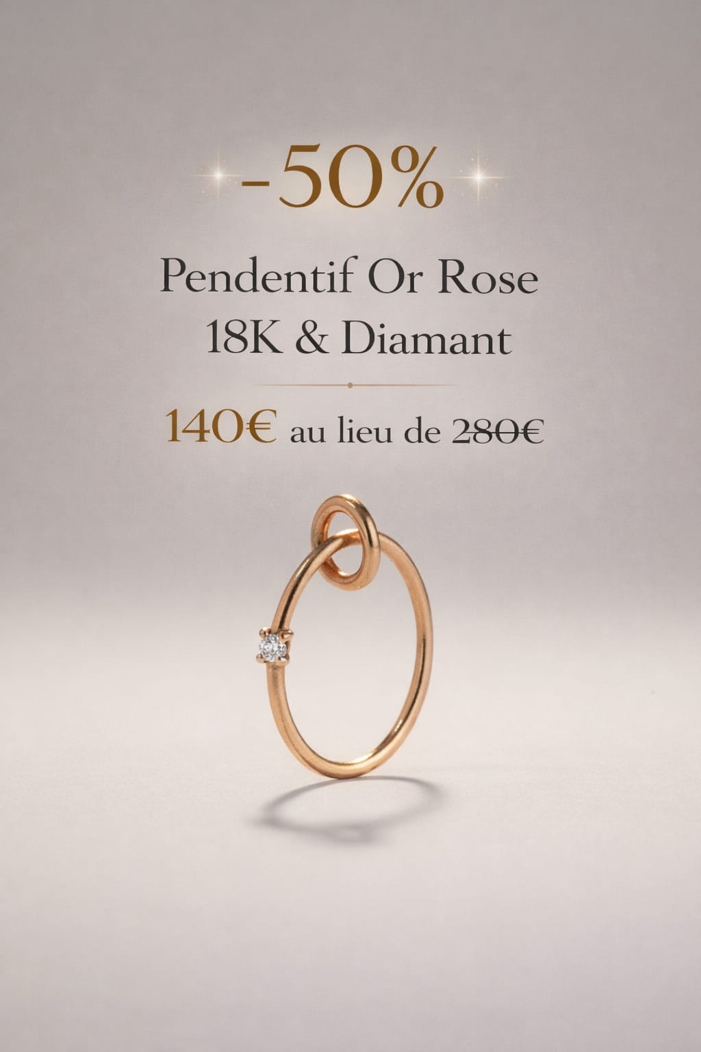 Pendentif femme Or rose 18K et Diamant
