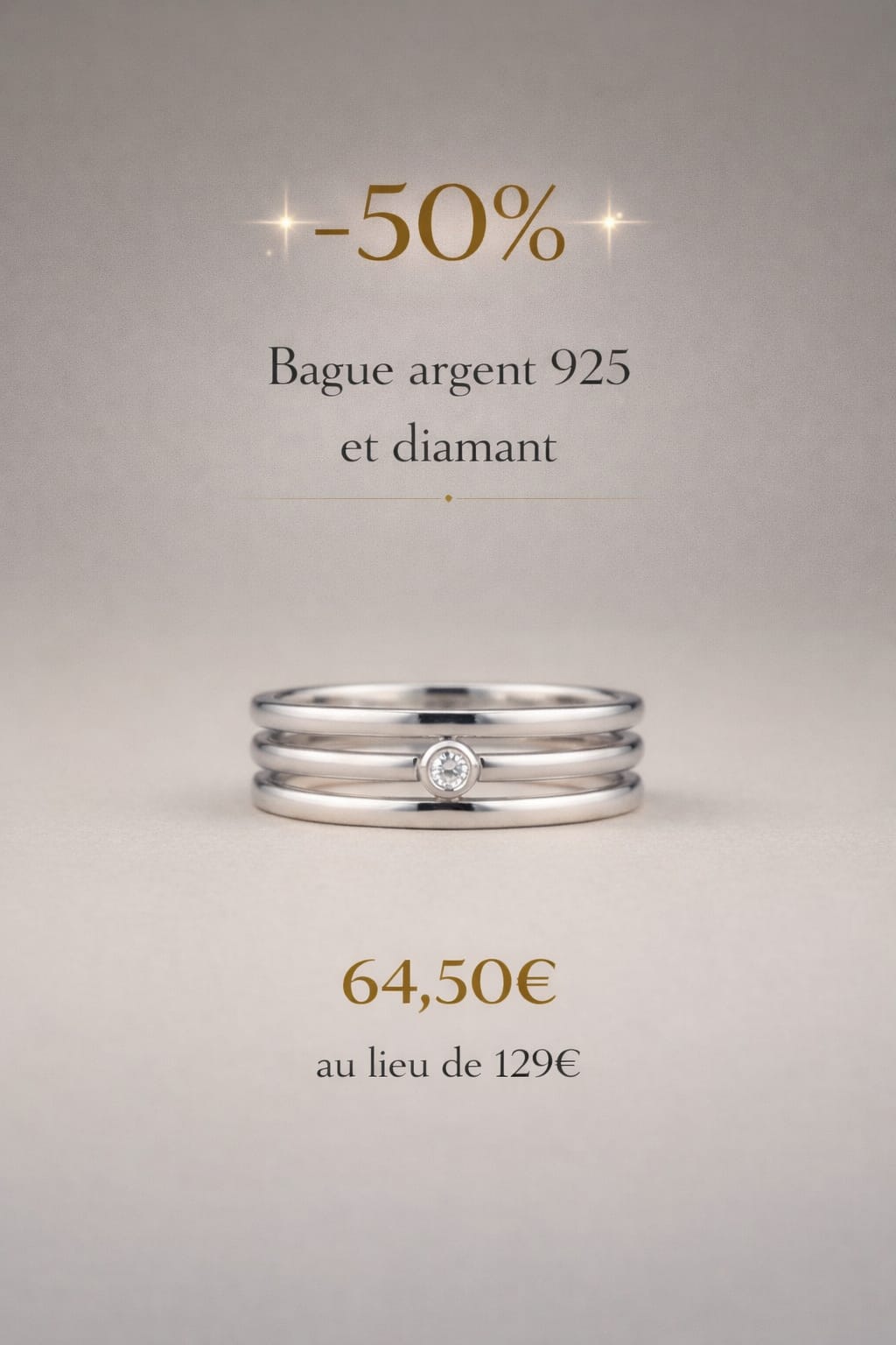 Bague femme en Argent 925 et un Diamant au centre
