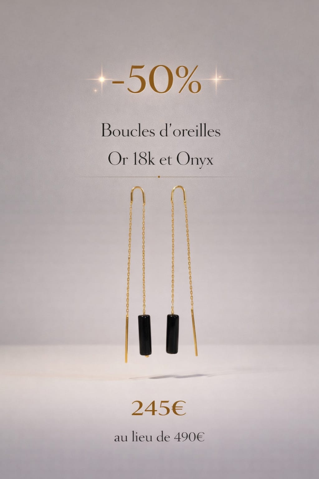 boucles d'oreille femme en Or 18K et Onyx