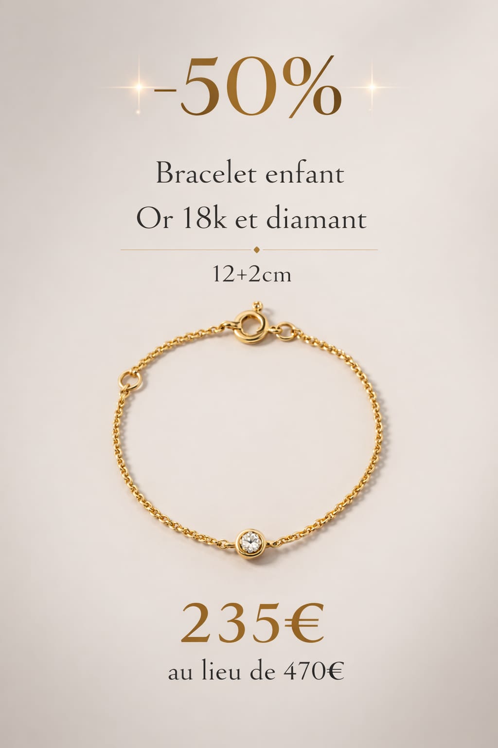 Bracelet enfant Or 18K et Diamant