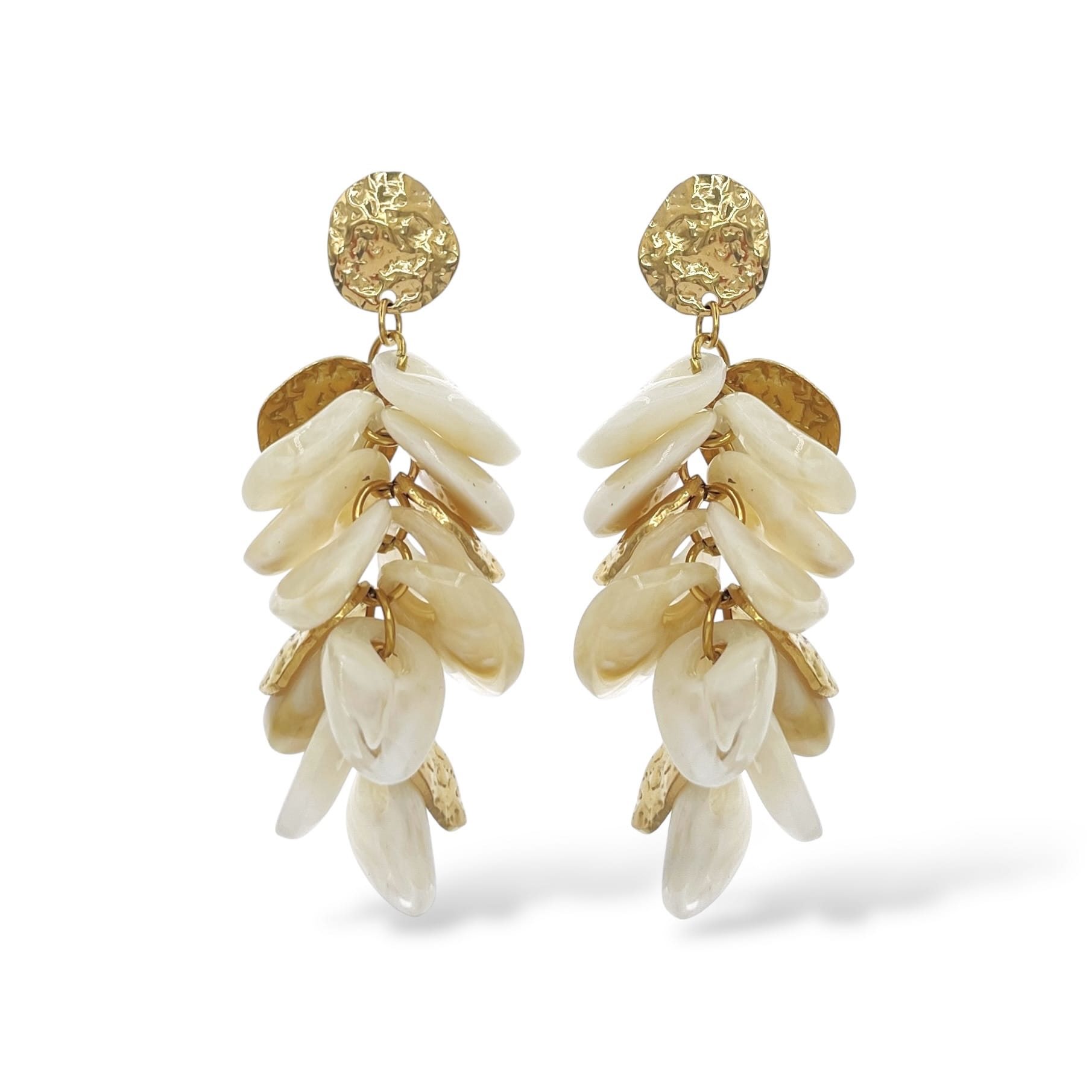 Boucles d'oreilles femme blanche et marron en Acier inoxydable
