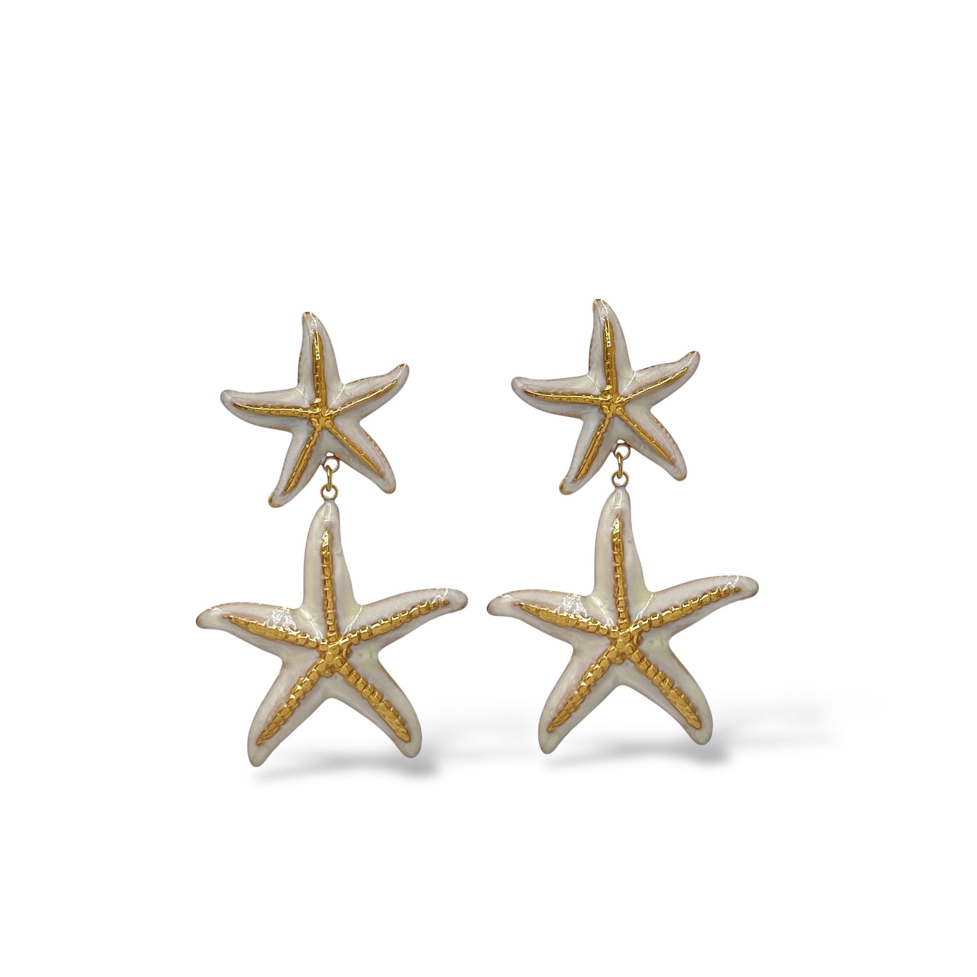 Boucles d'oreilles étoile de mer marron et doré