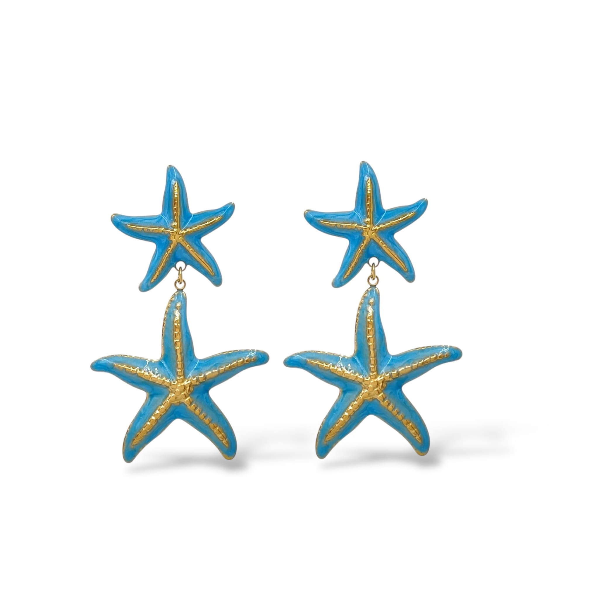 Boucles d'oreilles étoile de mer bleu et doré