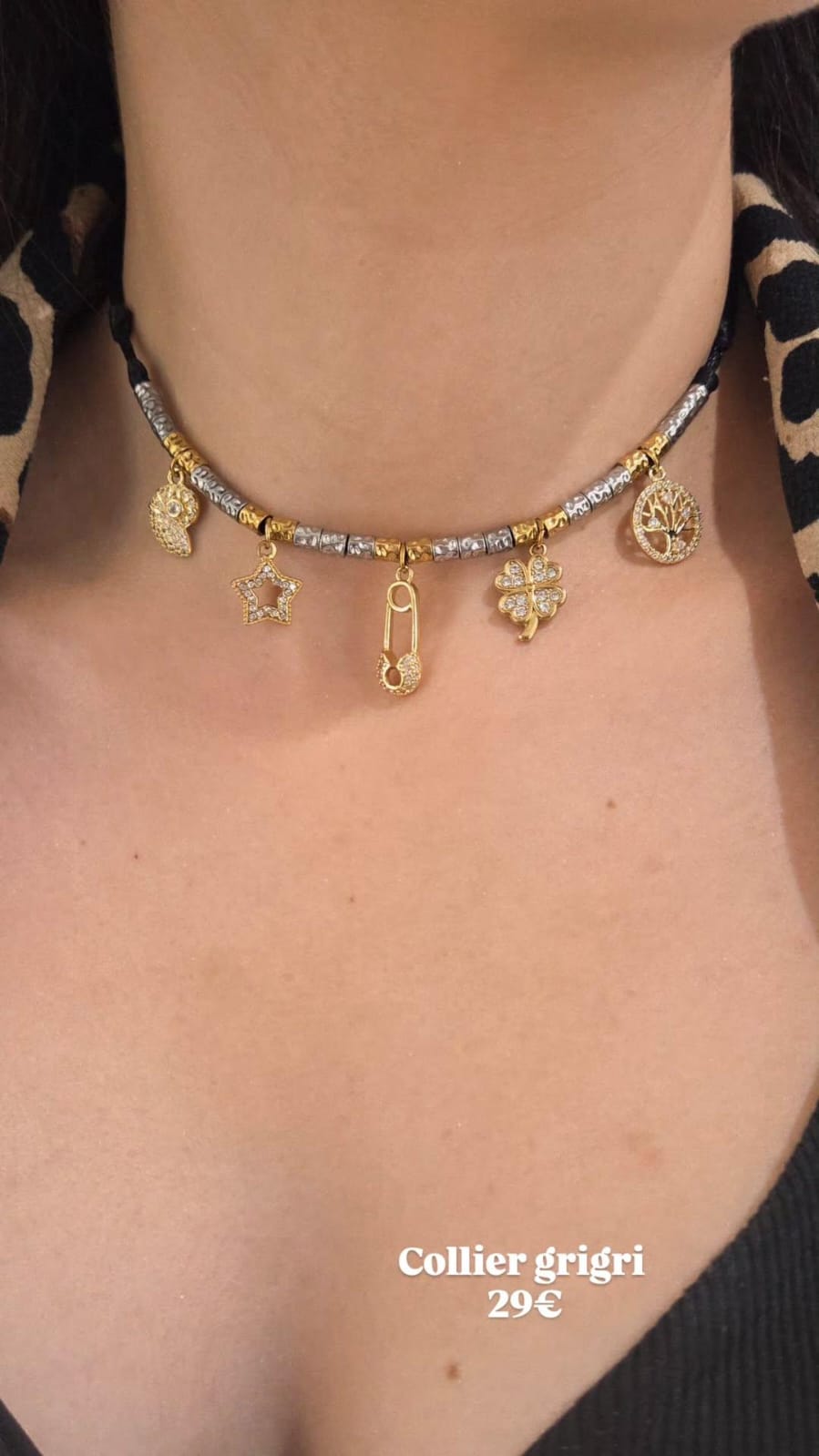 collier grigri femme doré