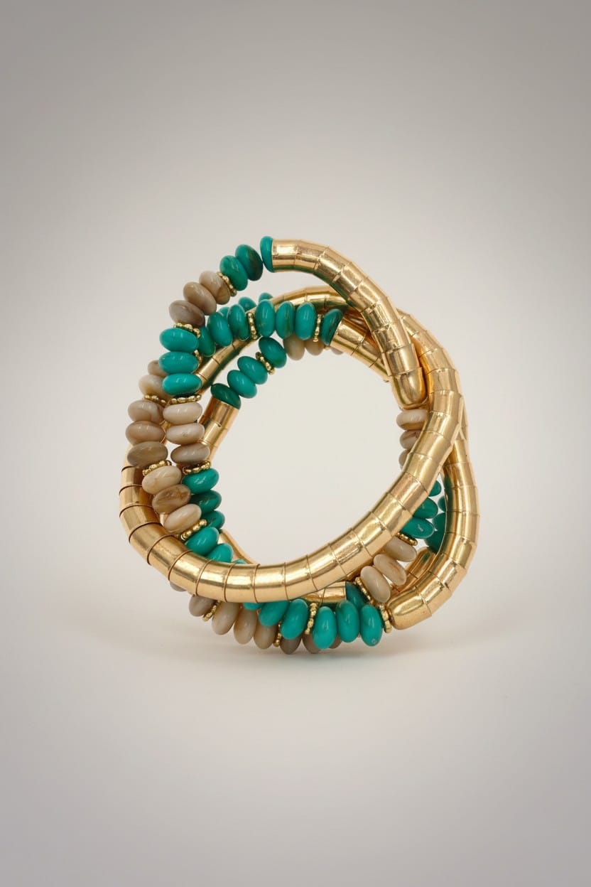 bracelet femme fantaisie turquoise et doré