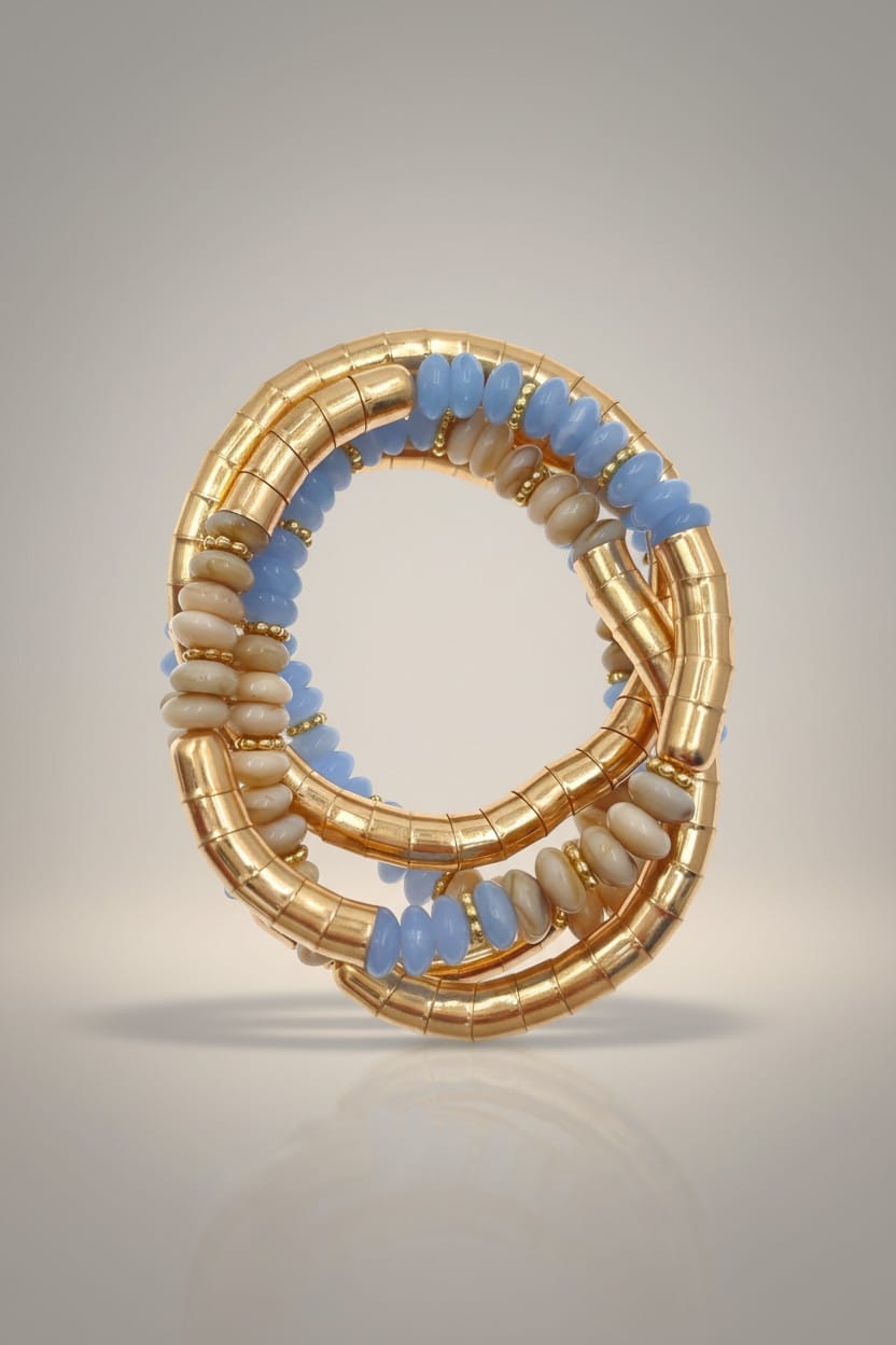 bracelet fantaisie femme bleu et doré pas cher