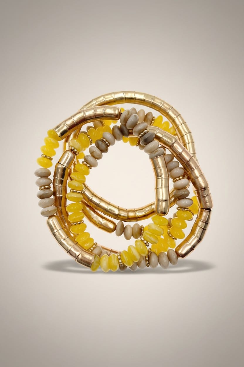 bracelet fantaisie femme original jaune et doré