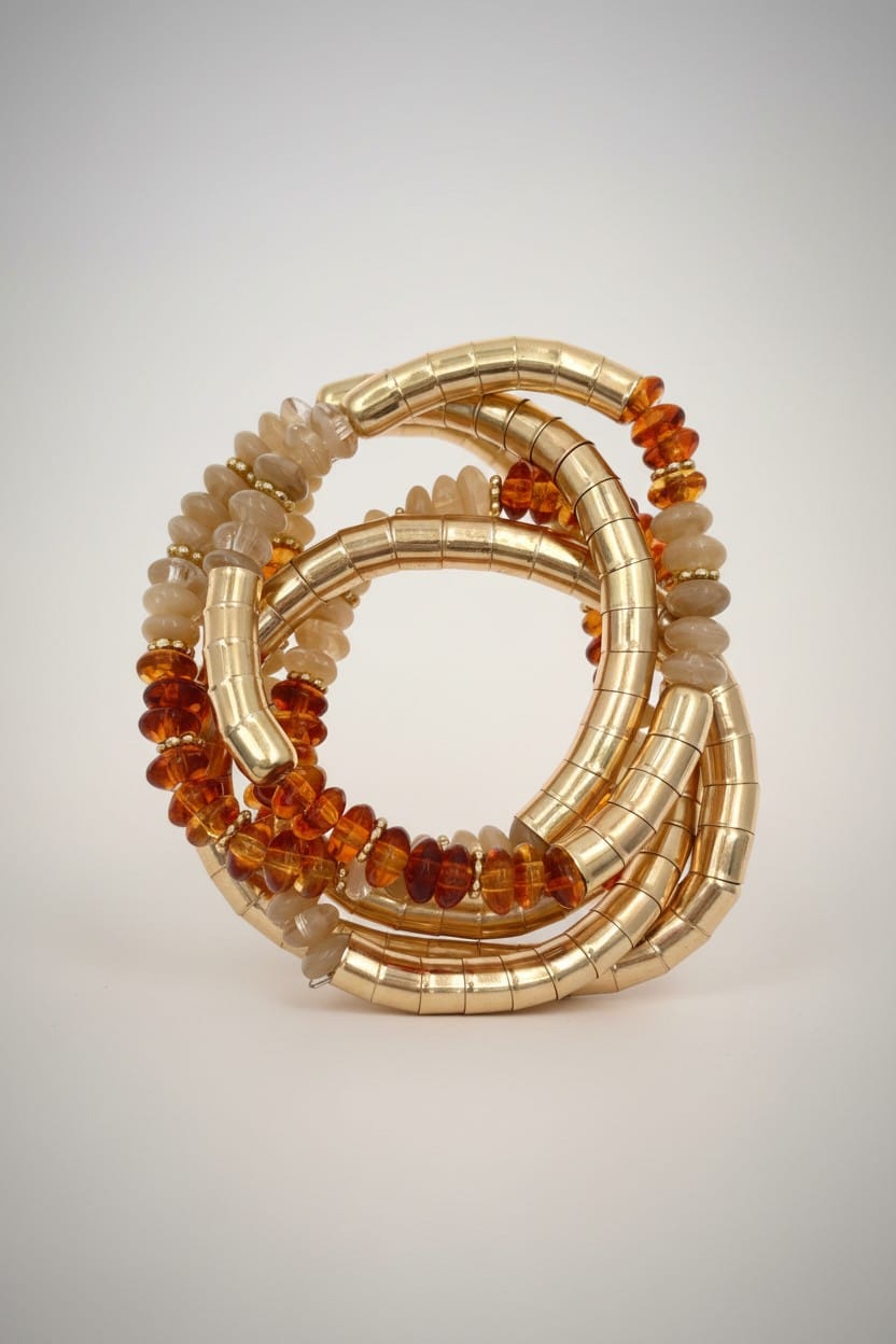 bracelet fantaisie femme chic doré et caramel