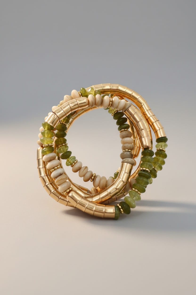 bracelet fantaisie femme moderne doré et vert