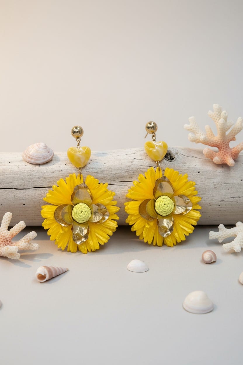 boucles d’oreilles fantaisie tendance jaune