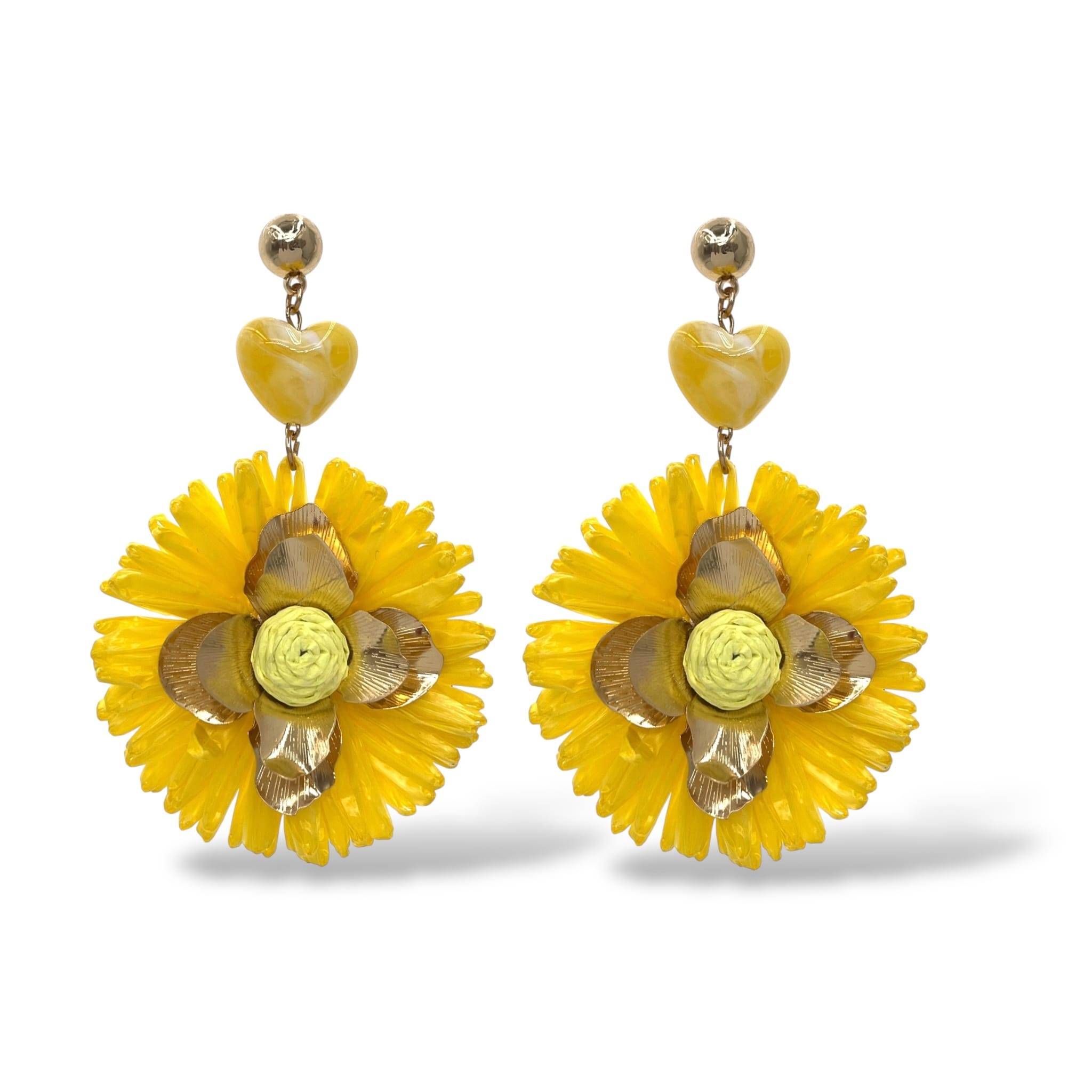 boucles d’oreilles fantaisie tendance jaune et coeur