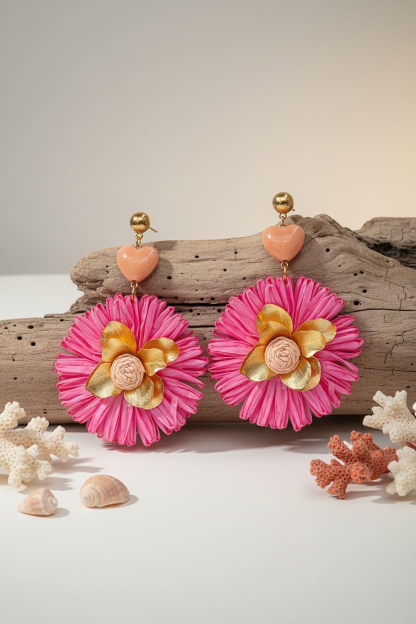 boucles d’oreilles fantaisie originales rose
