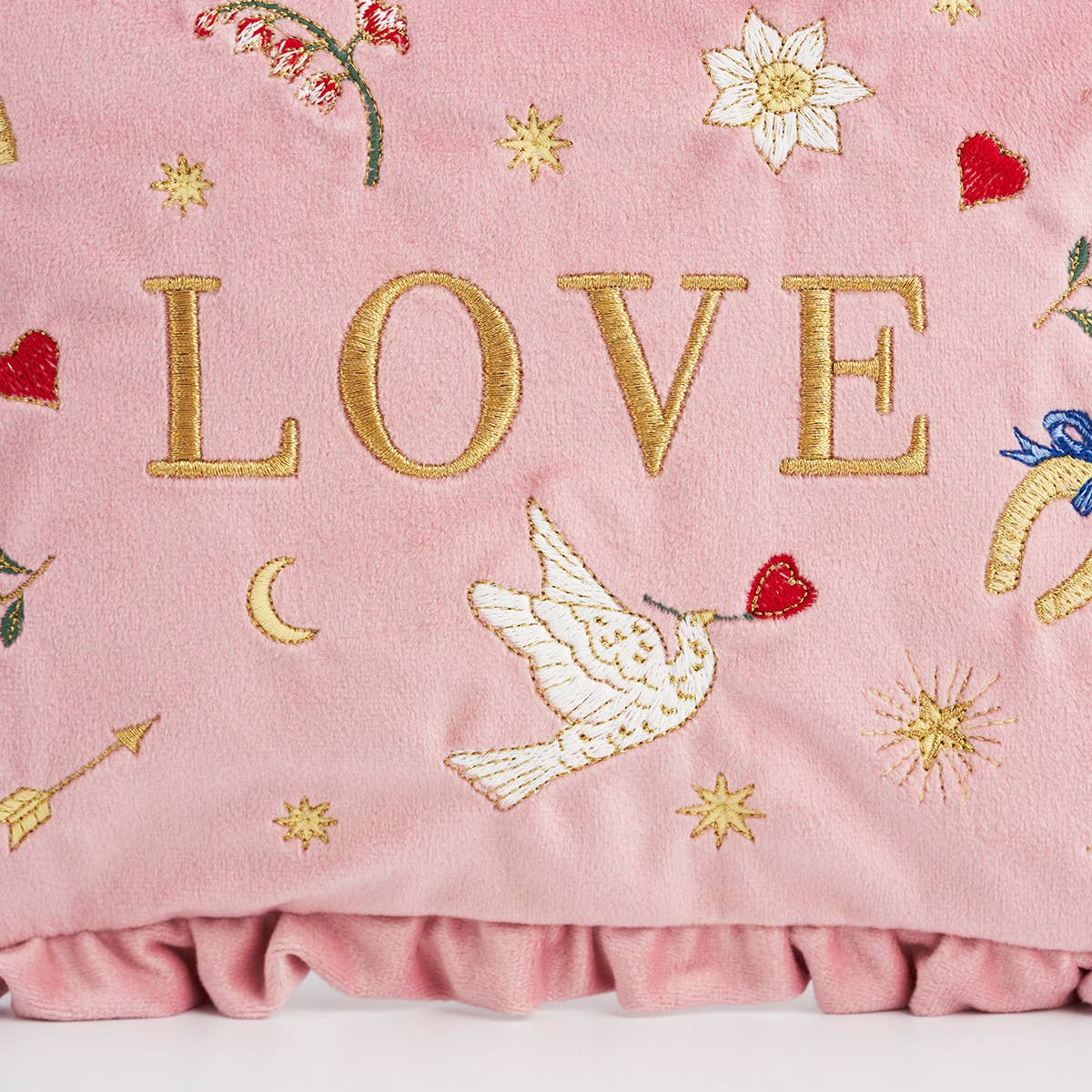 Pochette femme brodée en velours rose scatter love prix doux