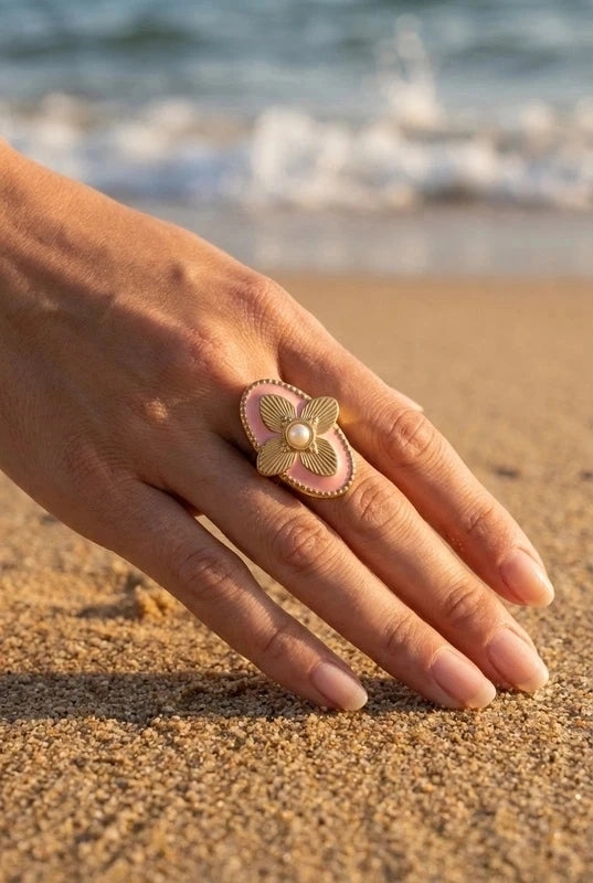 Bague réglable élégante et raffinée pour femme rose