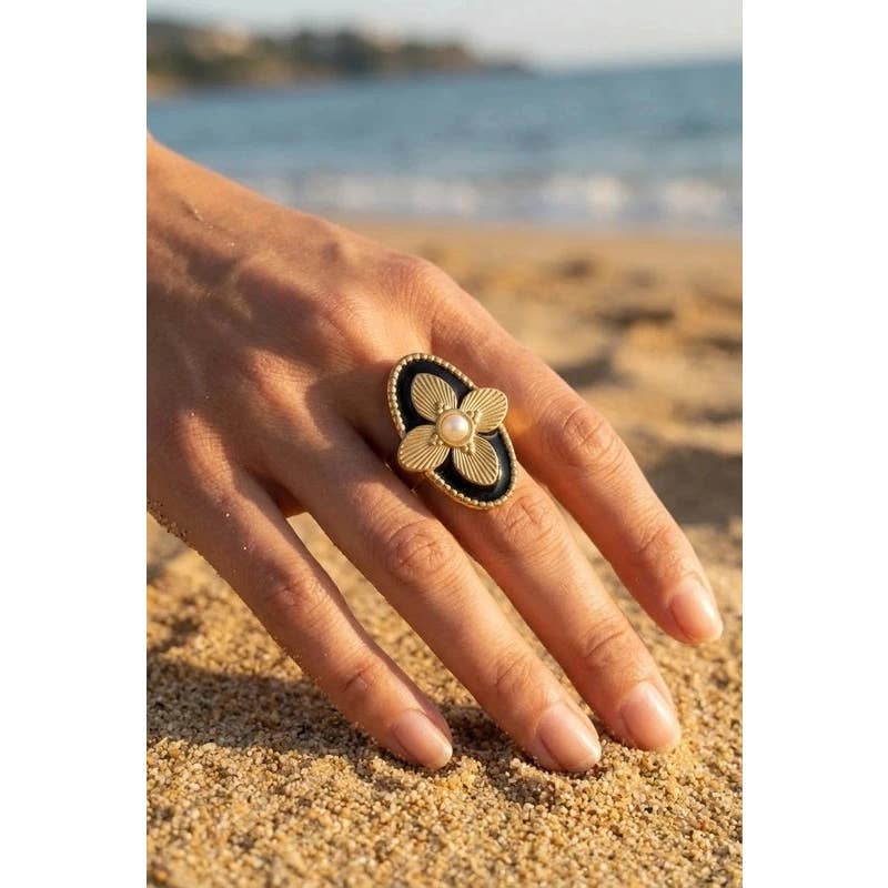 Bague réglable élégante et raffinée pour femme noire