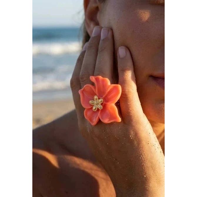Bague Fleur pour femme orange