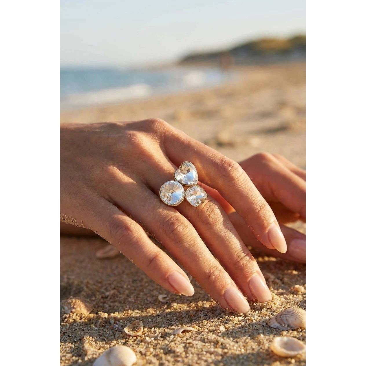 Bague réglable fantaisie pour femme cristal