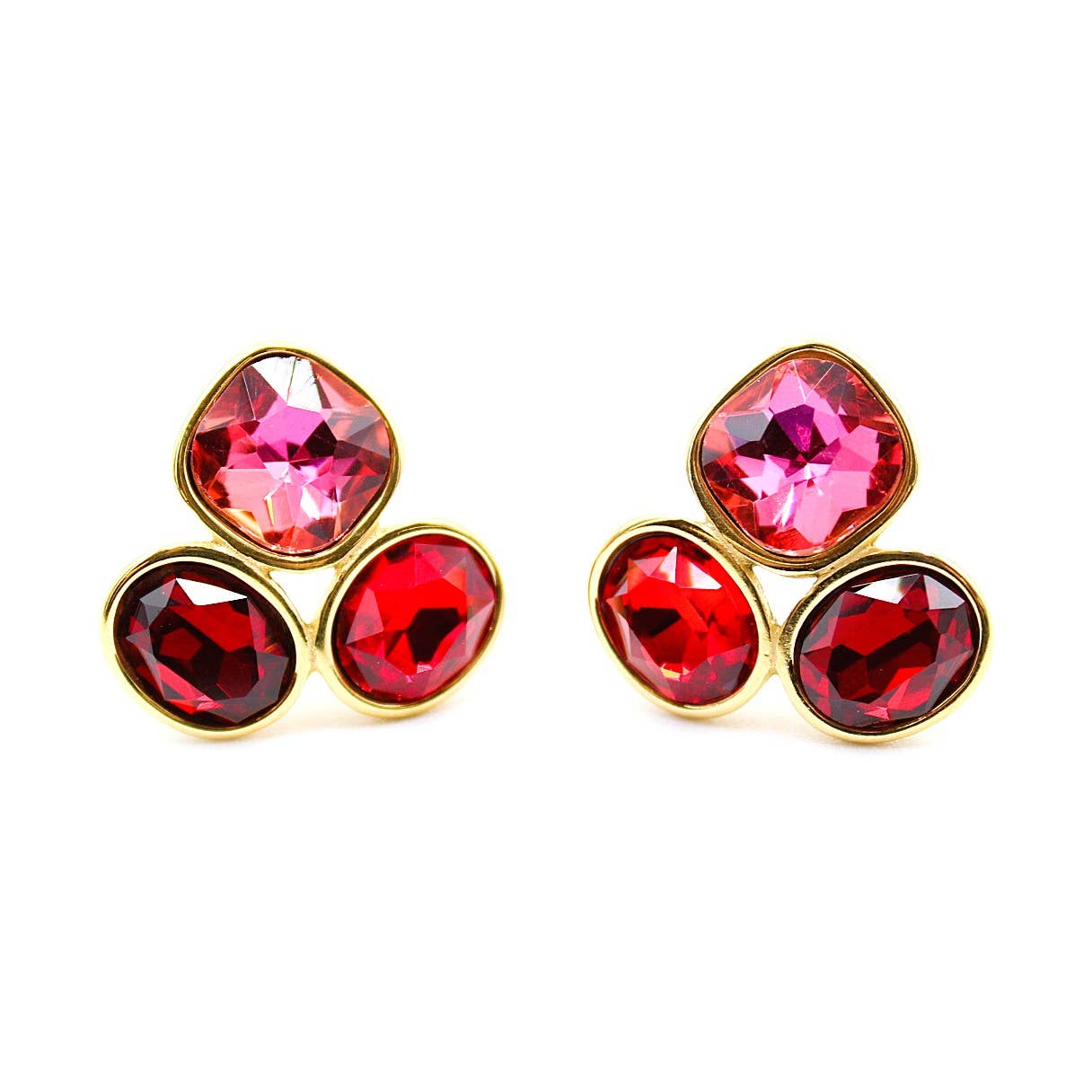 Boucles doreilles tendance cabochons rouge