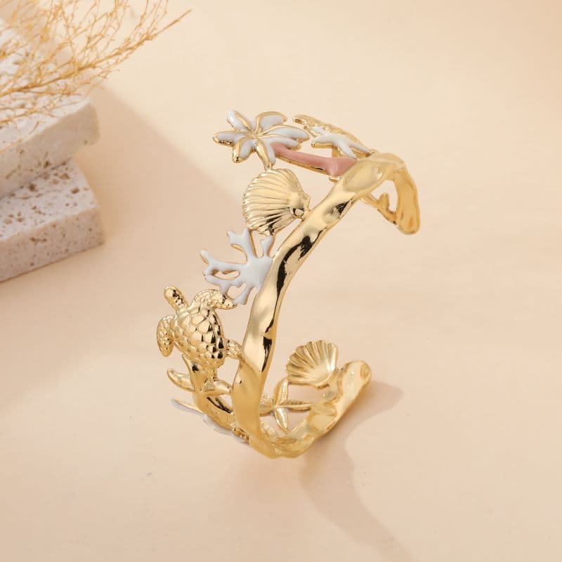 jonc coquillages doré