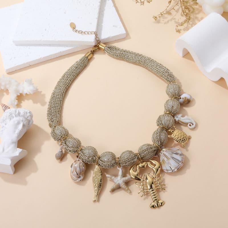 Collier personnalisé breloques femme coquillage