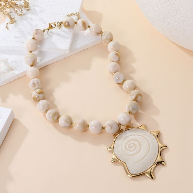 Collier femme coquillage blanc
