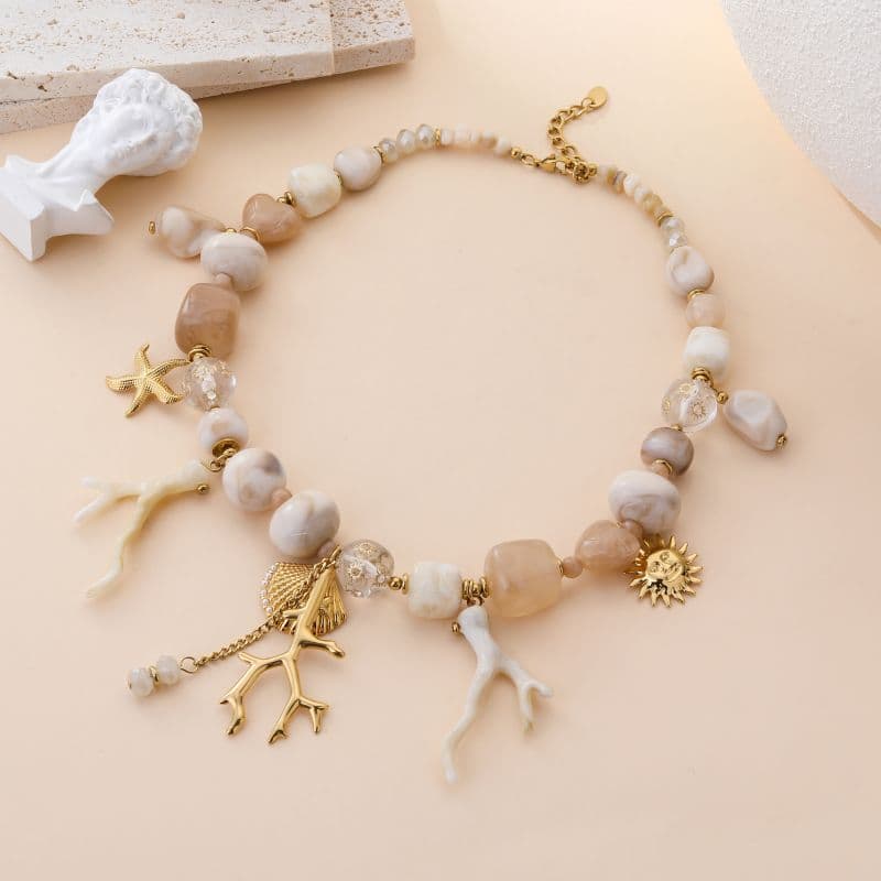 Collier souvenir de mer breloque femme