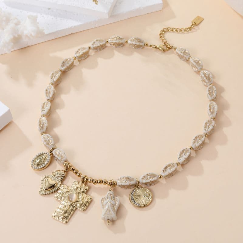Collier Fantaisie Vintage Métal à Breloques - Bijou Unique Pour Femme