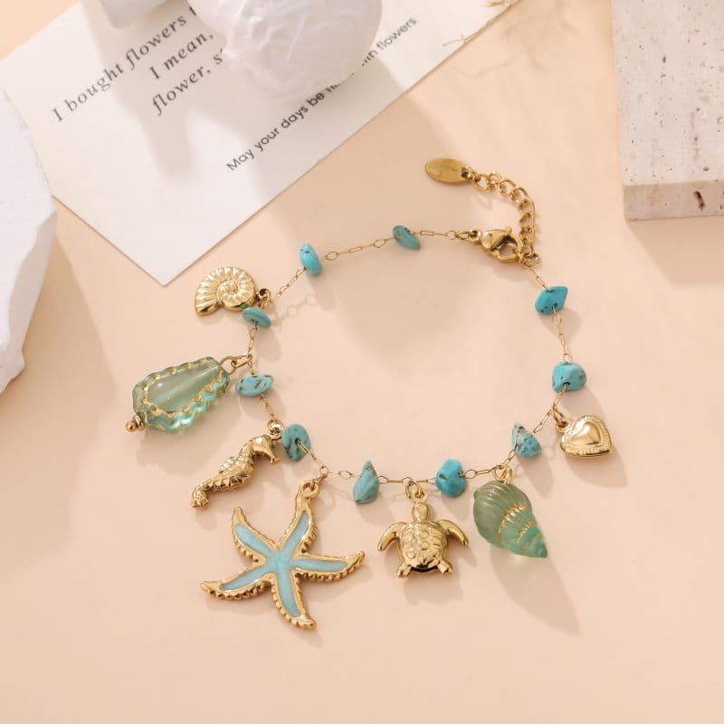 Collier de vacances chic esprit Méditerranée bleu