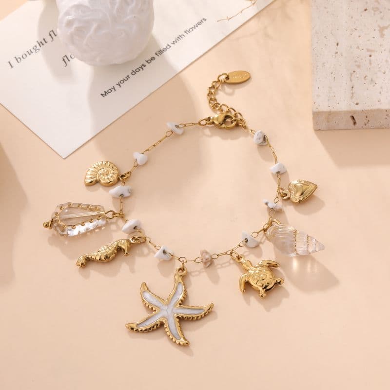 Collier de vacances chic esprit Méditerranée blanc