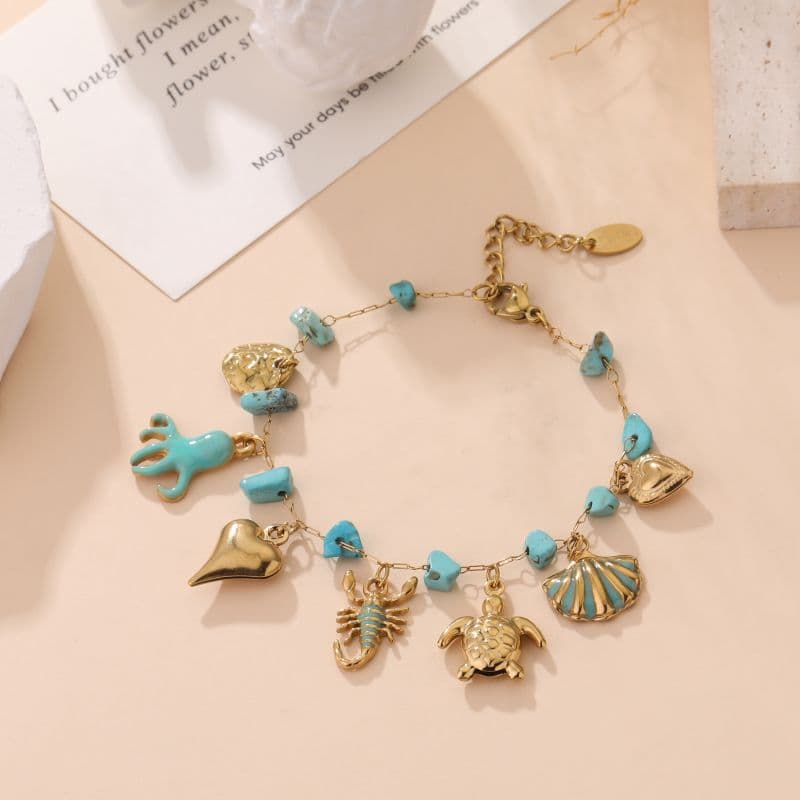Collier artisanal inspiration mer Méditerranée bleu