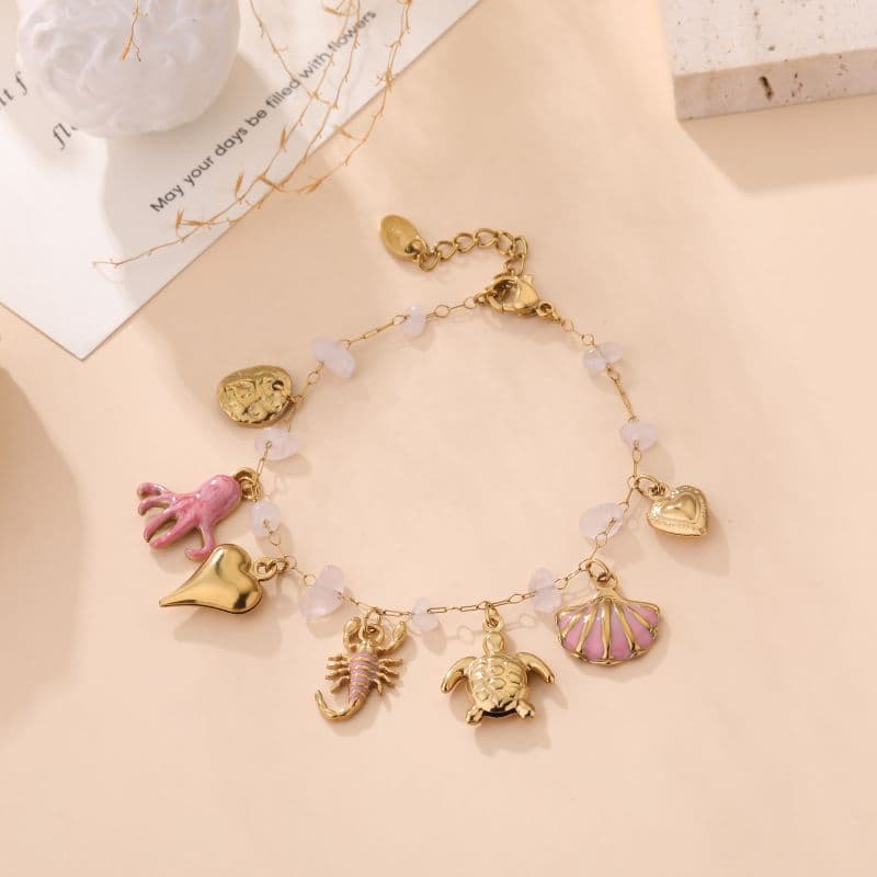 Collier artisanal inspiration mer Méditerranée rose