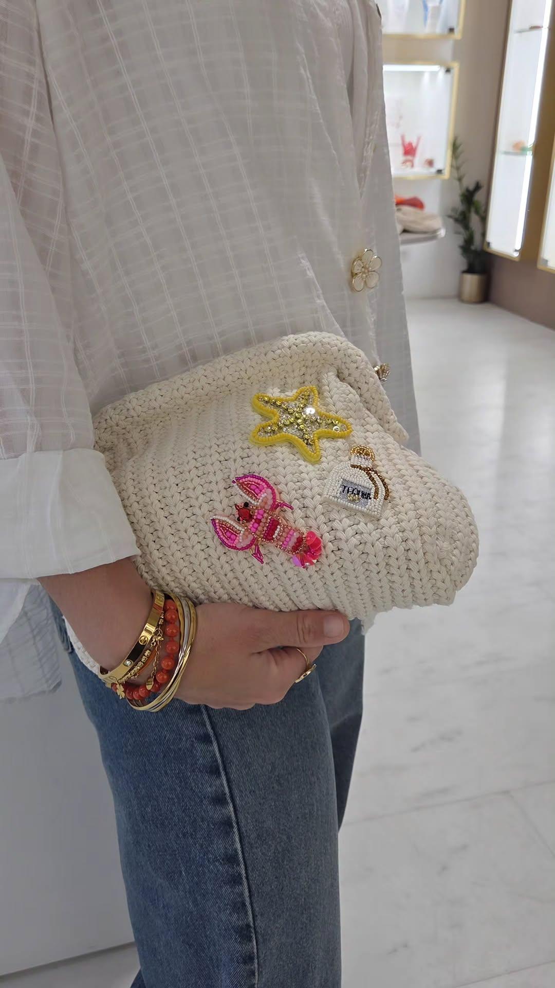 Pochette femme homard rose et étoile jaune