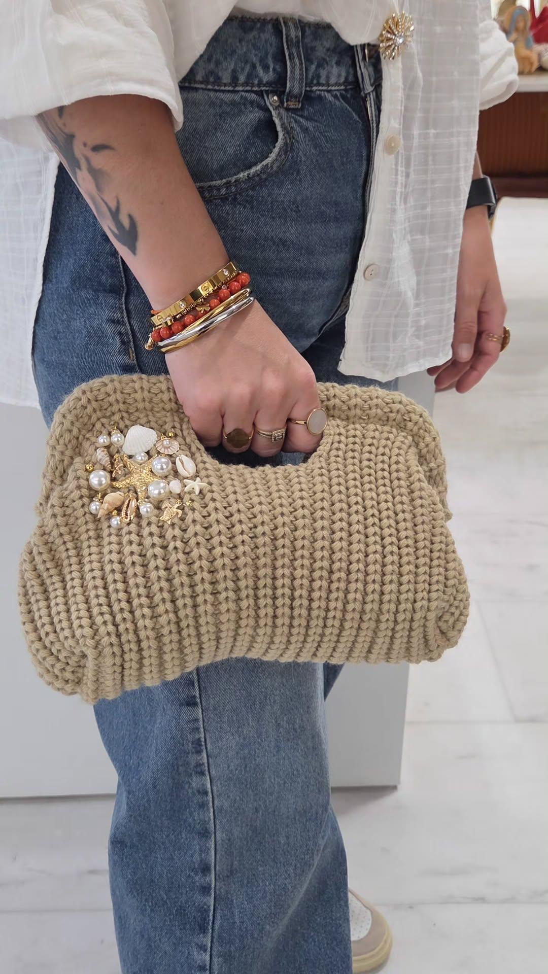 Pochette femme crème coquillages
