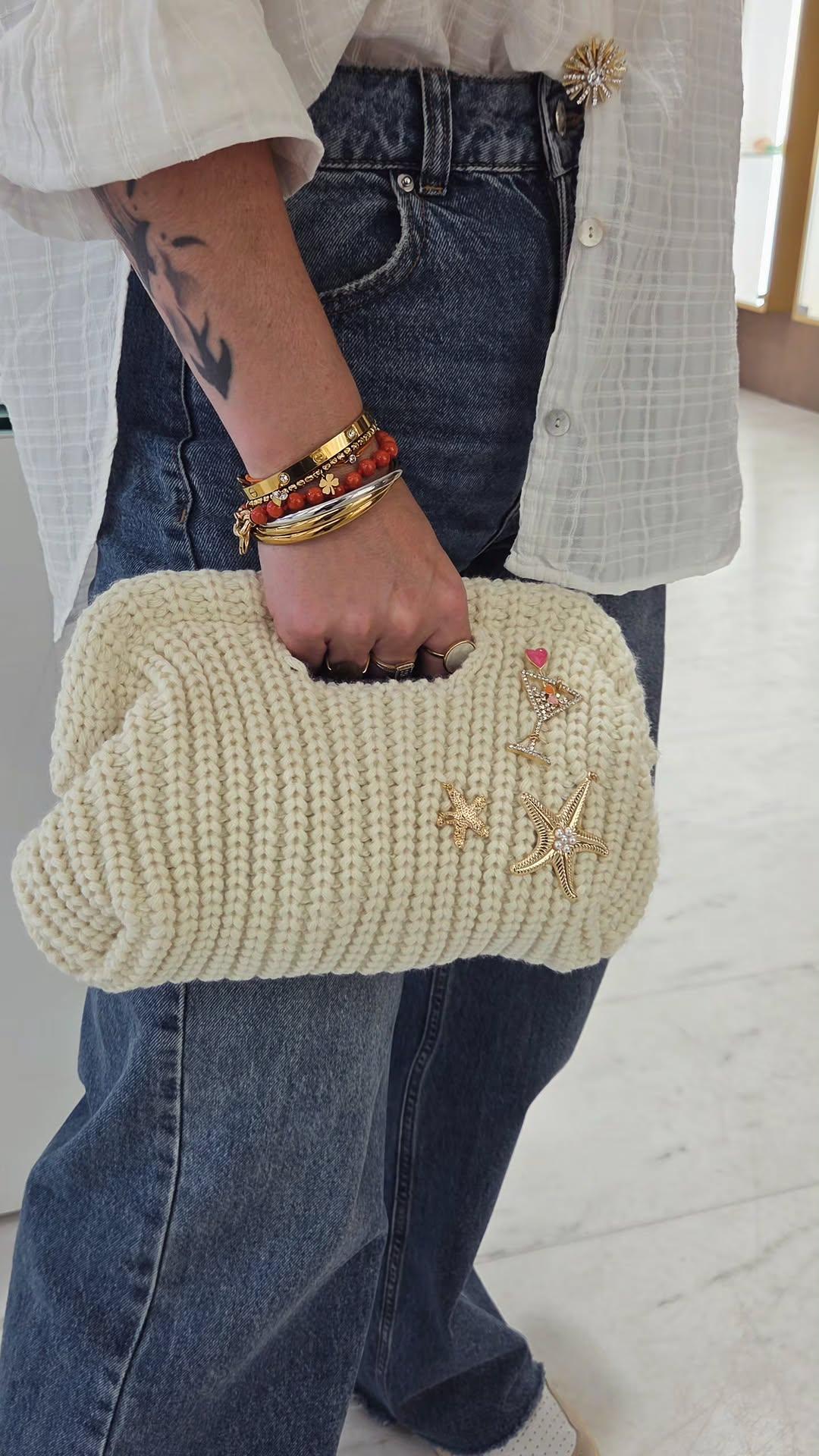 Pochette femme tissu et breloques