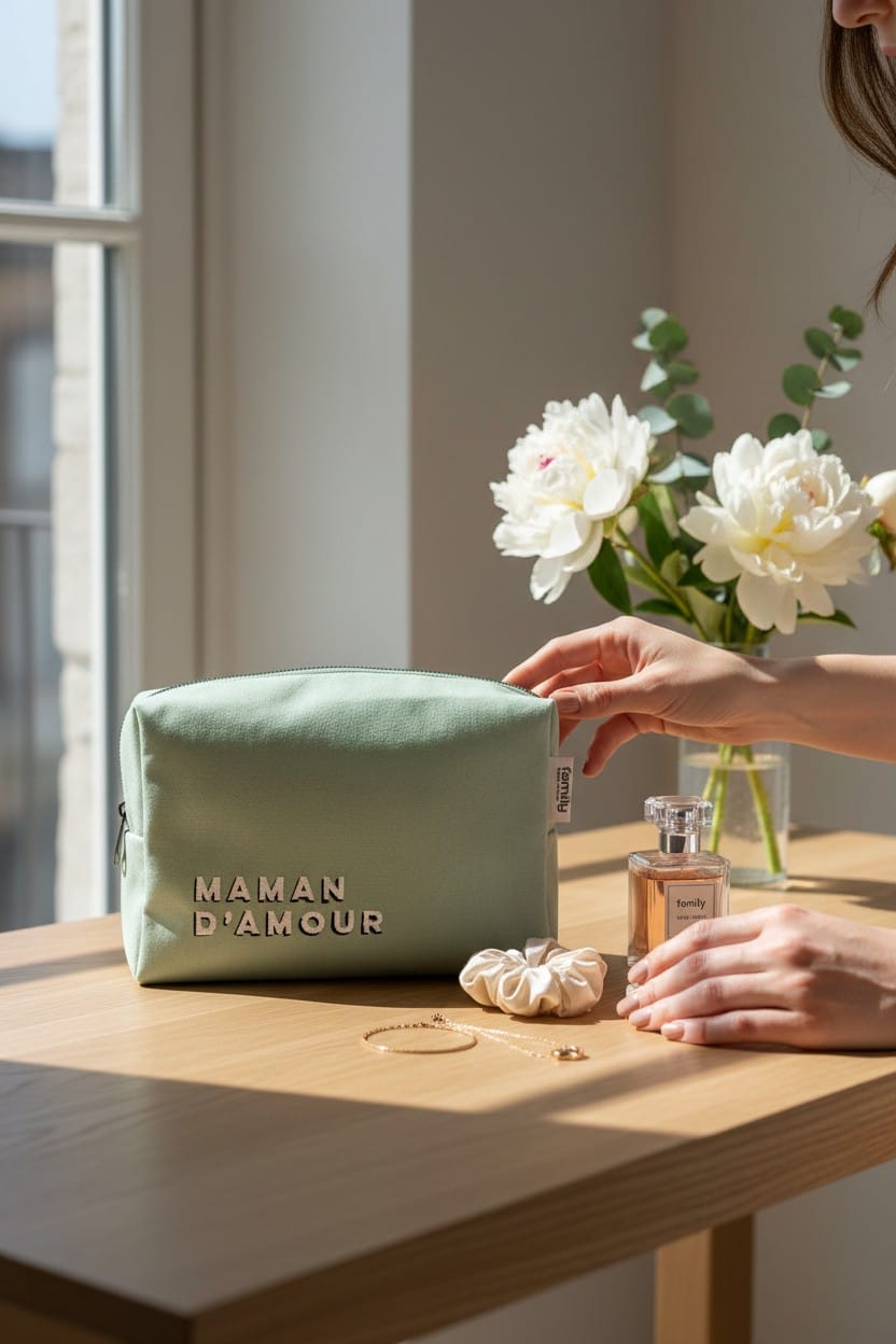 Pochette femme Maman damour verte